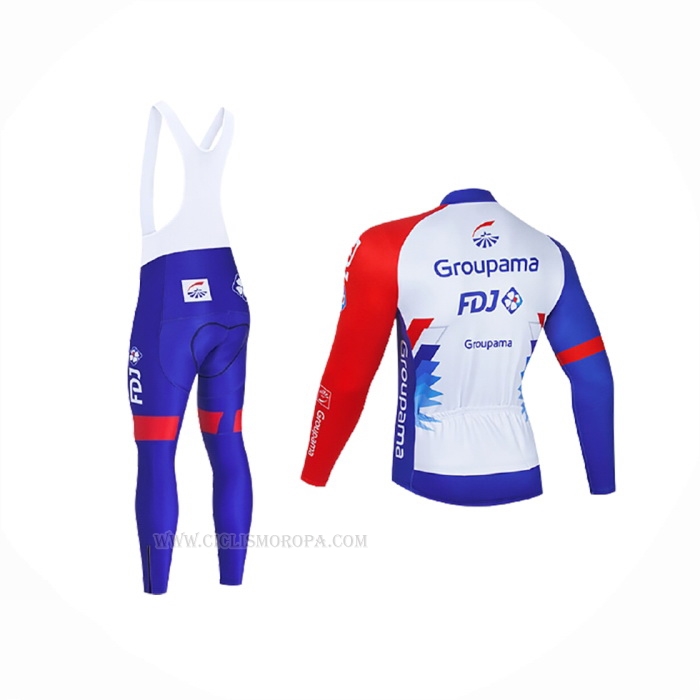 2021 Ropa Ciclismo Groupama-fdj Azul Blanco Rojo Mangas Largas y Culotte Lunga